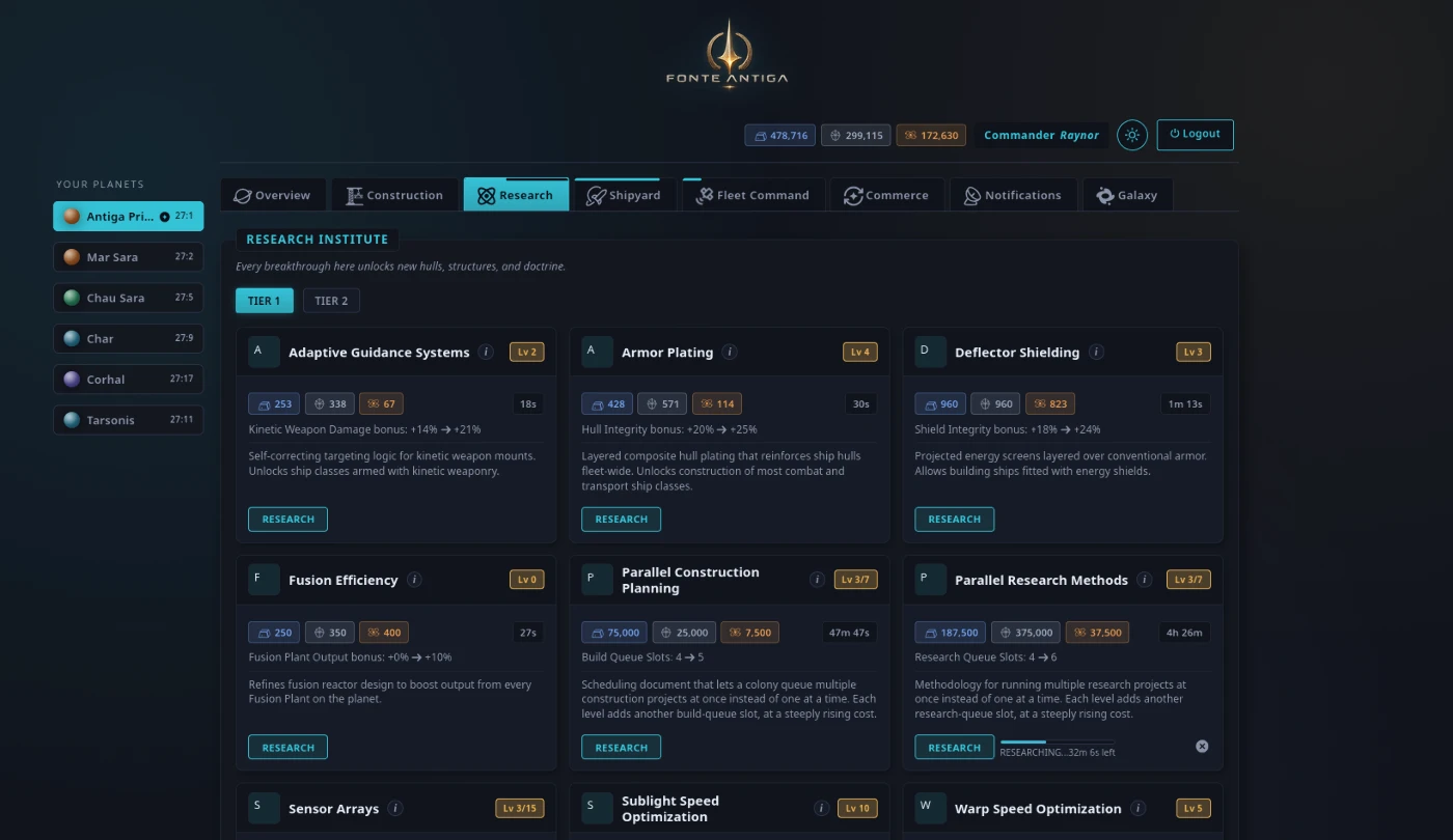 Unlock new technology to strengthen your colony.