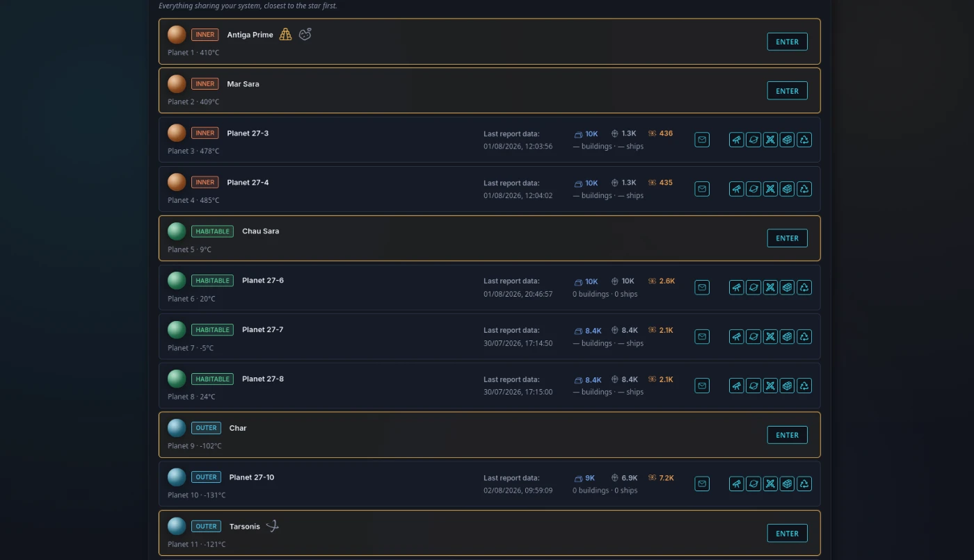 Browse your system and claim new planets to settle.